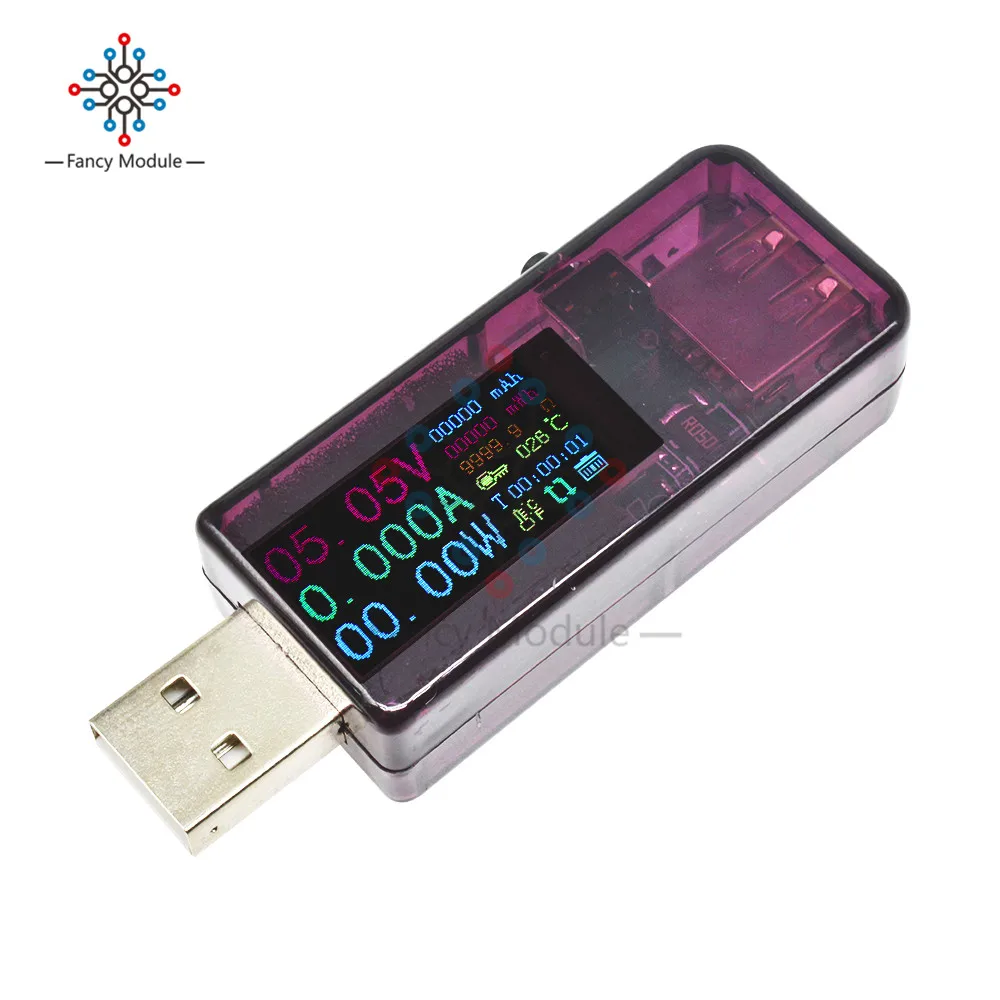 Diymore QC3.0 0,9" ips HD USB тестер напряжение тока Емкость энергии эквивалентное сопротивление тестер температуры монитор