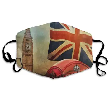 

Face Mask Vintage London City UK Flag Big Ben Hot Cycling Half Face Earloop Ski Mask For Woman