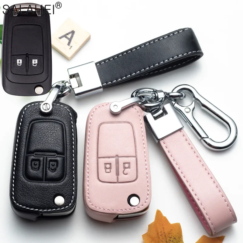 

Leather Car Key Remote Cover Full Case For Chevrolet Aveo Cruze Orlando Trax HU100 Blade Auto Keychain Protection Accessories