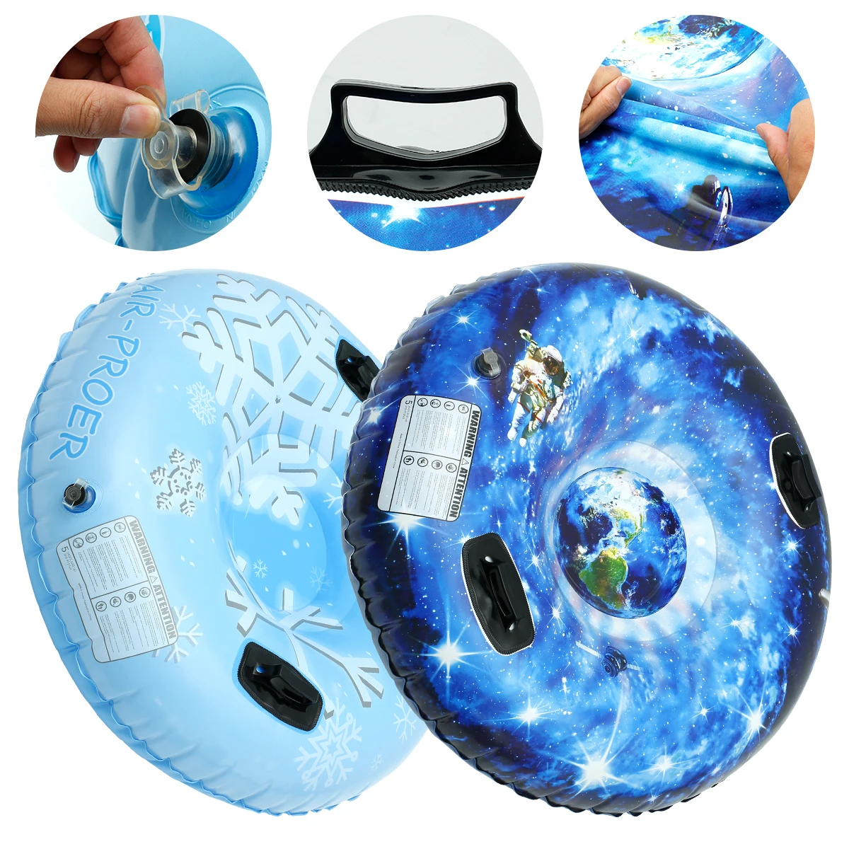 Snow Toy Winter Inflatable Ski Circle Inflatable Sled With Handle Durable Children Adult Snow Tube Skiing Thickened Floated Sled