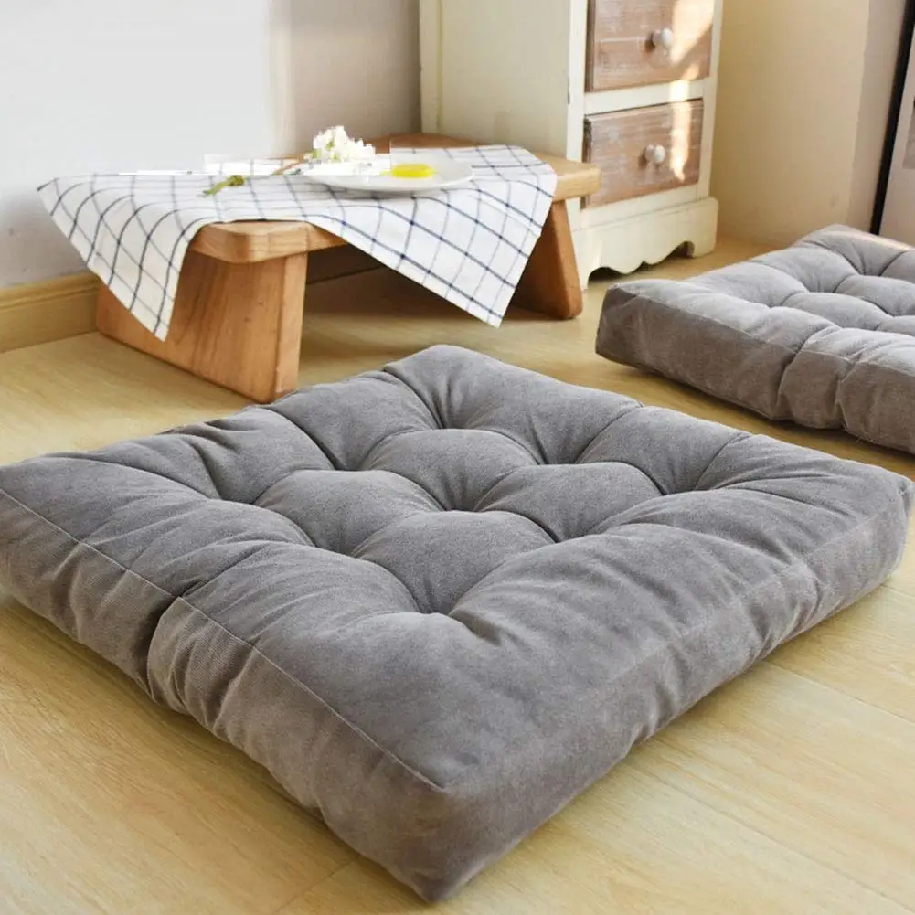 Большая Вельветовая Подушка для стула, утолщенная противоскользящая хлопковая подушка для сиденья, зимняя подушка, подушка для офиса, спальни, домашнего декора 55*55 см - Цвет: Grey