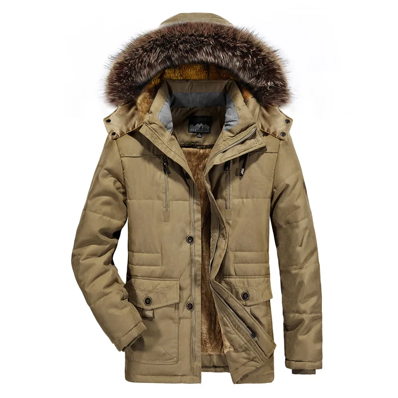 -15 Grad Wanterparkajackete Männer Moud Kapuzenkragen Mat Pelz Windjacke Männer Kleeder Wollfutter Halt Warm Parka Mantel Männer_voghion.com