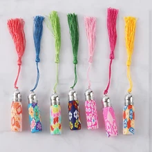 1 шт. стеклянная бутылка для духов в рулоне со стеклянным шариком, полимерный ролик для глины, бутылка для эфирного масла, много узоров, портативный подвесной кулон