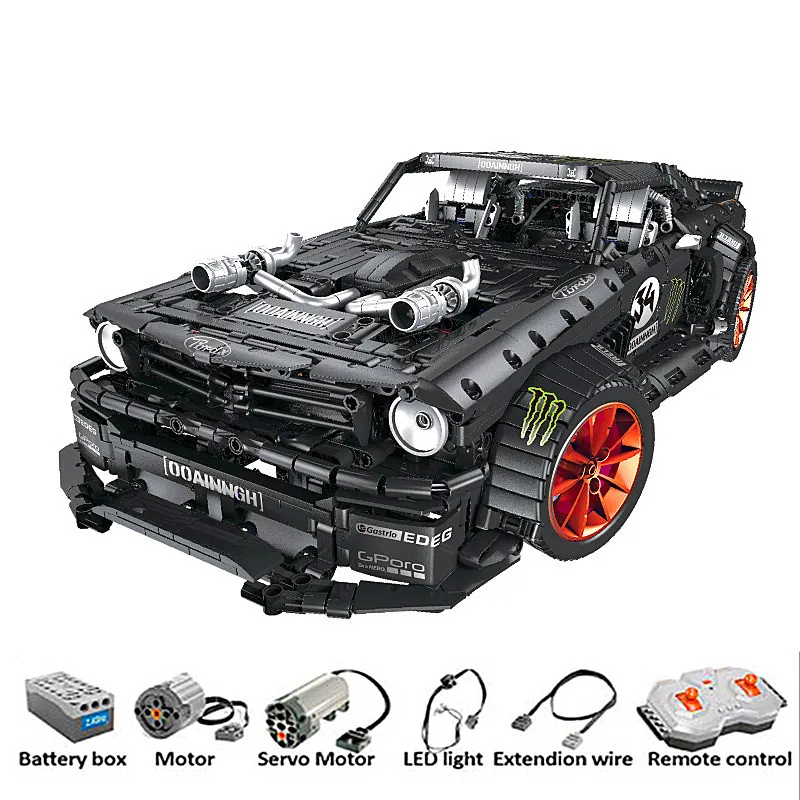 

RC Ford Mustang Hoonicorn RTR V2 Technic Super Racing Car With Motor 20102 MOC-22970 Building Blocks Bricks with LED light toys