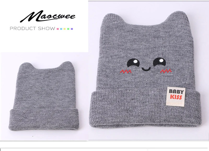 Весна, Осень, Зима, детская шапка, вязаная, одноцветная, Skullies Beanies, хлопковая шапка, милая детская теплая вязаная фетровая шапка для мальчиков и девочек