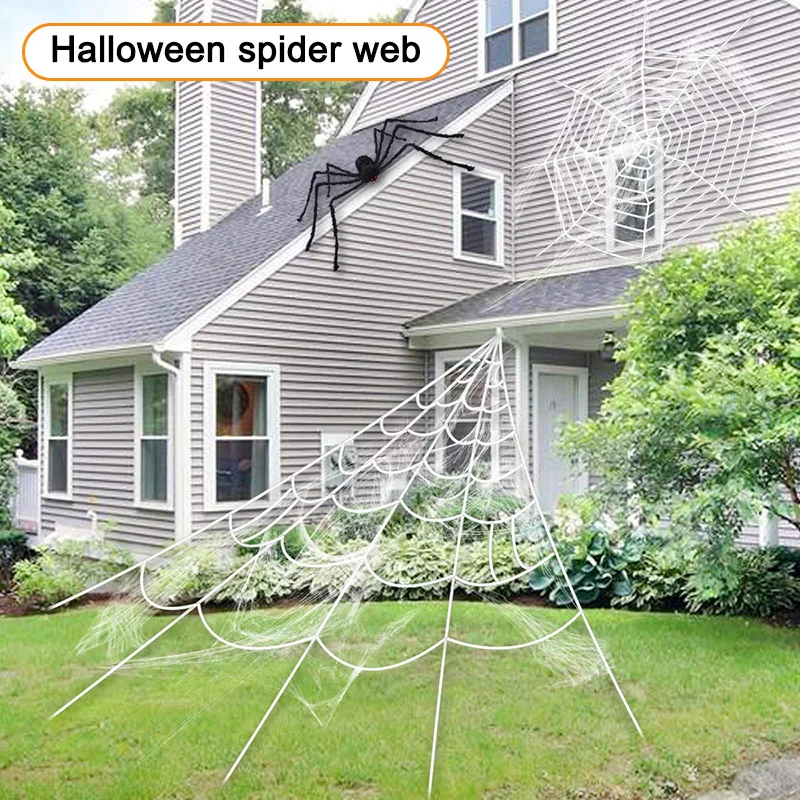 

Halloween Spider Web Stretchy Cobweb Scary Party Scene Props White Black Cobweb Spider Web Horror Decoration Bar Haunted House