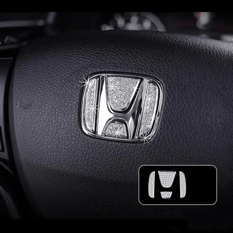 Bling Steering Wheel Logo Caps For Honda Diy Diamond Crystal Emblem Accessories Interior Decorations Compatible For Women Honda Civic Accord City Fit Cr V Xr V Ur V Odyssey Crosstour Vezel 13 Steering Wheels Ytenamgiao Automotive