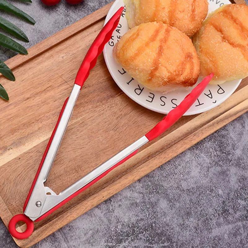 

Mini Food Tong Stainless Steel Kitchen Tongs Silicone Non-slip Cooking Clip Clamp BBQ Salad Tools Kitchen Accessories Silicone