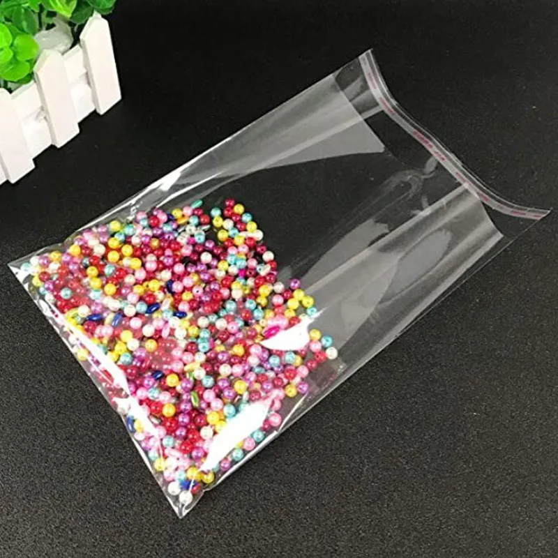 200Pcs Self Adhesive Poly OPP Bags Transparent Plastic Cellophane Bags Jewelry Gifts Bag Pouch Pack Cookie Candy Packaging Bag 6