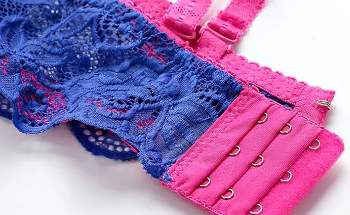 Sexy Push Up Lace Patchwork Blue Black Underwire Bra Set for Women, Womens Lingeries T-back Underwear, C D Cup Brassiere Sets