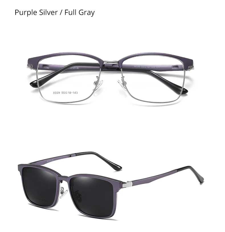 TWO Oclock Magnetic Sun Shade Car Polarized Sunglasses Women Men's Clip On Glasses Square Frames for Optical Lenses Z8039
