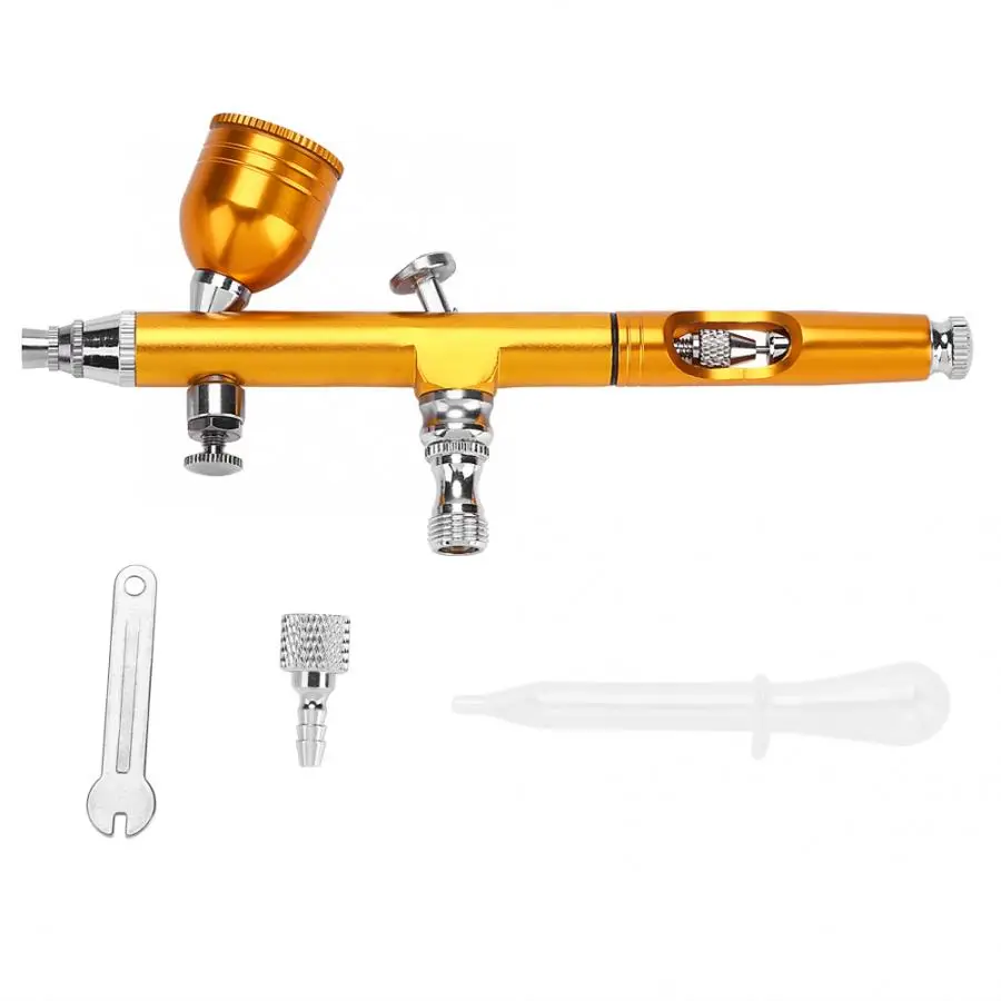 0.2mm Gold 2 цвета, 0,2 мм, 0,3 мм, гравитационная подача, Аэрограф, пистолет, микроблейдинг, боди-арт, тату, краска, дизайн ногтей, украшение торта, воздушная кисть, инструмент - Цвет: 0.2mm Gold