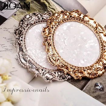 

BQAN 1Pc Gold/Sliver Luxury Retro Nail Art Display Holder Unique Manicure Display Frame Design Salon False Nails Art Tip Display