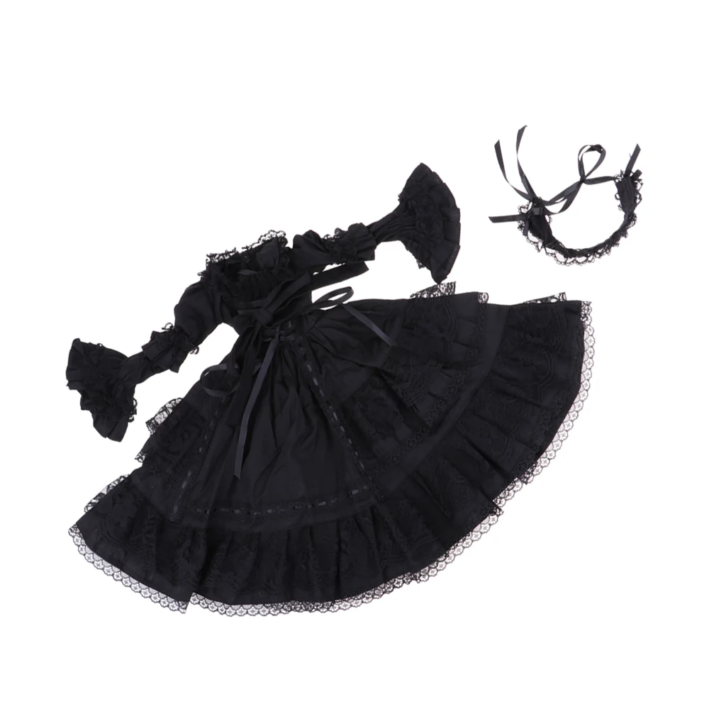 Gothic Lace Dress with Headband for 1/3 60cm Night Lolita BJD SD Dolls Gothic Lace Dress with Headband for 1/3 60cm Night Lolita BJD SD Dolls