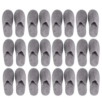 

12-Pairs Disposable Slippers Great for Hotel, Spa, Nail Salon Use-Non-Slip-Grey-Fits Up to US Men's Size Slippers