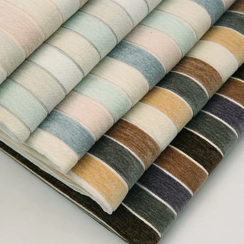 Ширина 150 см прямые продажи с фабрики Трехцветная полосатая скатерть синель тканый диван материал занавеса новая окрашенная жаккардовая ткань