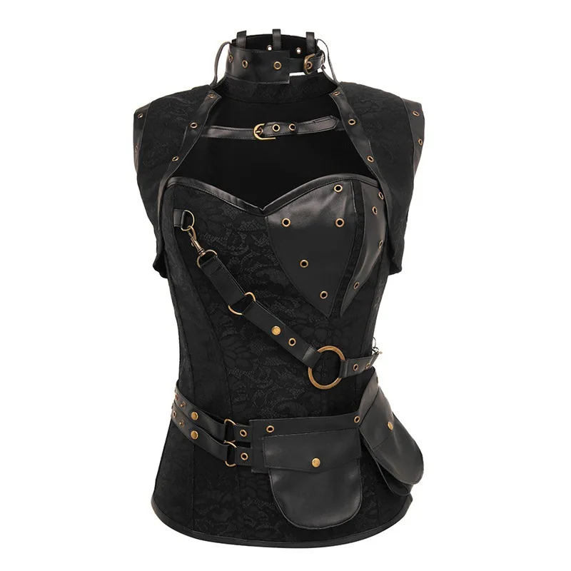 

Punk style court corset steel bone armor corset stage performance corset