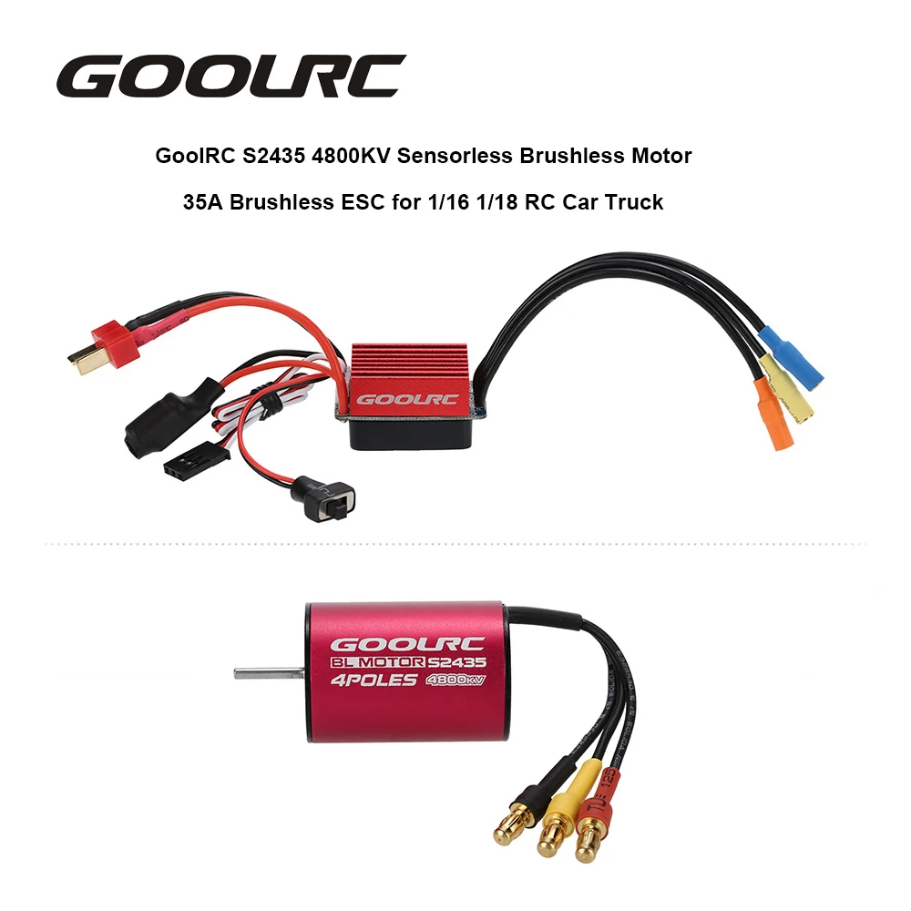 Бесщеточный двигатель GoolRC S2435 4800KV и бесщеточный ESC Набор для 1:16 1:18 RC Car Truck детали