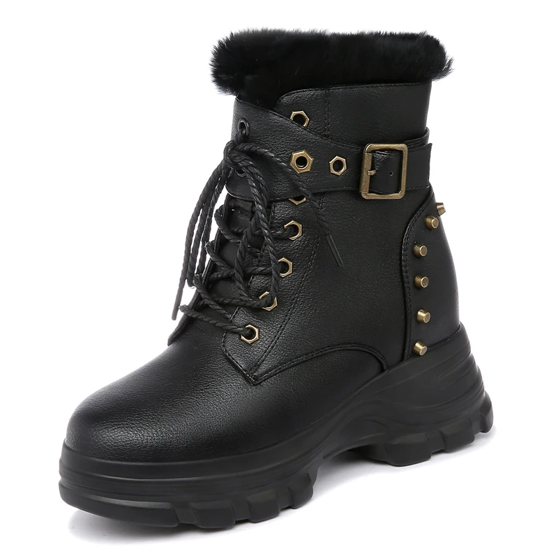 

Shoes Woman MOOLECOLE New Fashion Women Ankle Boots Plush Warm Women Boots Internal Increase Women Shoes 9483