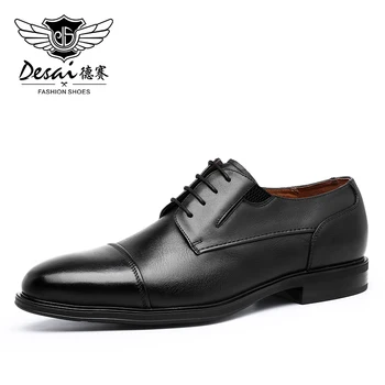 

Desai Men Dress Shoes Work Korean Men Office Formal Derby Genuine Leather Brown Shoes Comfort Cowhide Pure 2020