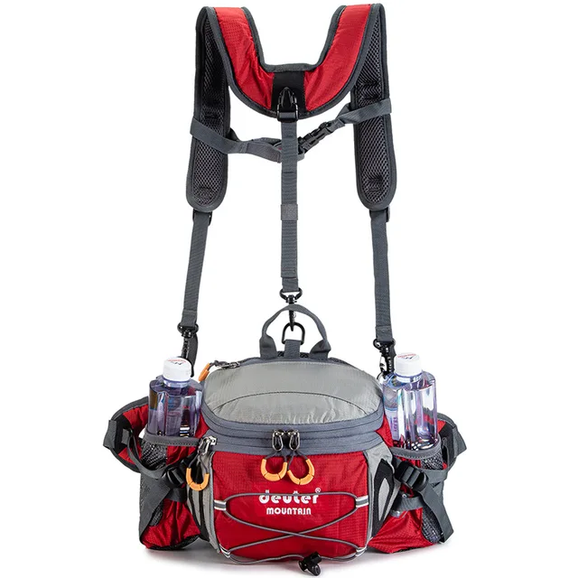 8L Sports Waist Bag Outdoor Hiking Riding Waterproof Wearproof Backpack Camping Travel Shoulder Bag Water Bottle Pack  X352D red