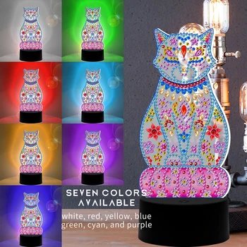 

DIY Diamond Painting LED Cat Embroidery Night Lamp Needlework Decor mini lamp living room bedroom lighting home Decor gift