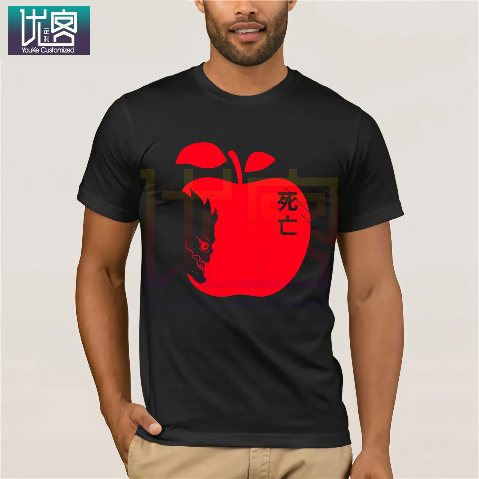 

Deadly Addiction T-shirt Death Note T Shirt Mens Tshirts Death God & Apple Print Clothes Black Red Tops & Tees Custom Cotton