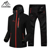 SAENSHING Для женщин флисовая куртка зимний комплект Водонепроницаемый теплая верхняя одежда Пеший Туризм Поход Кемпинг куртки+ брюки ползунки спортивный костюм