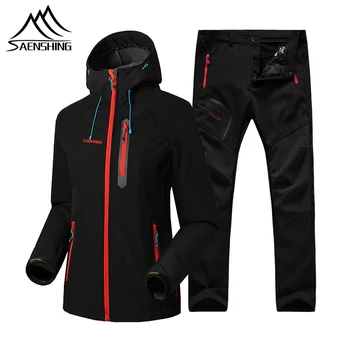 

SAENSHING Women Softshell Fleece Jacket Set Winter Waterproof Warm Outdoor Hiking Trekking Camping Jacket+Pants Climb Sport Suit