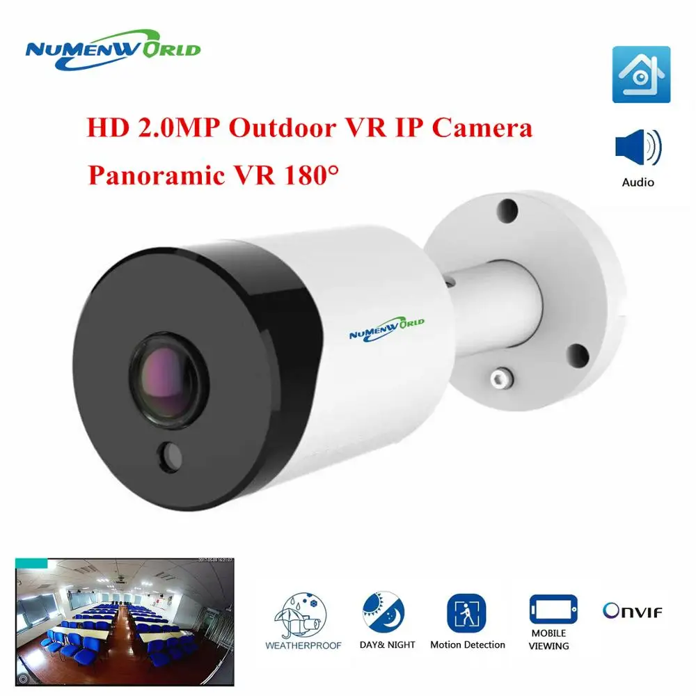 NuMenWorld VR 180 градусов 2MP POE камера безопасности Аудио Открытый водонепроницаемый
