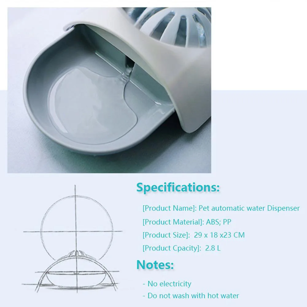 Автоматическая питомец собака кошка ватер питатель гравитационная вода питатель питьевой диспенсер Фонтан для кошек Нескользящая большая емкость 2.8L