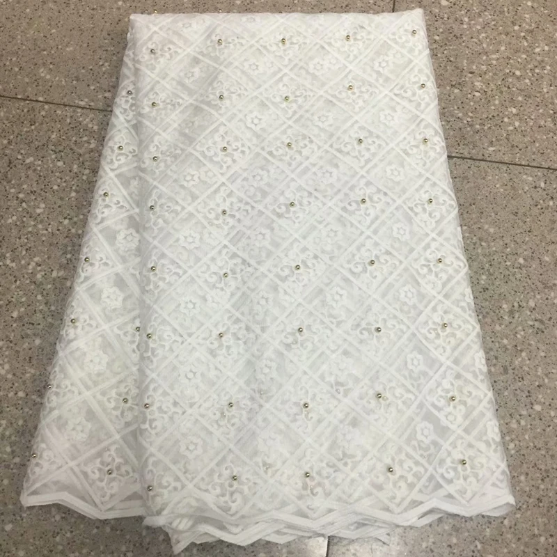 Африканская французская кружевная ткань с бисером,, высокое качество, белая вышивка, нигерийский тюль, сетка, кружевные ткани для вечерние