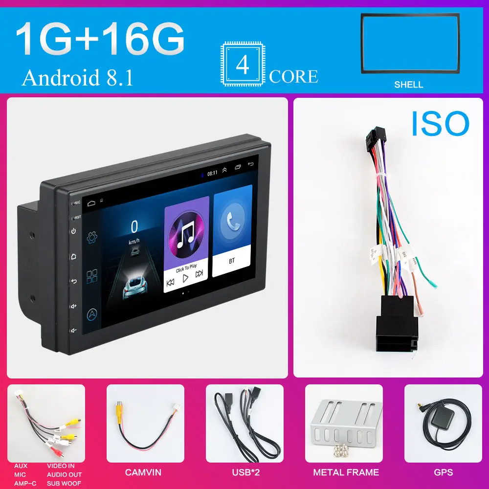 9217Bv2 ISO 2 Din Android 8,1 автомобильный Радио мультимедийный плеер универсальный gps навигация Bluetooth WiFi 2din Авторадио Стерео аудио камера dvr карта - Цвет: 9217Bv2 ISO