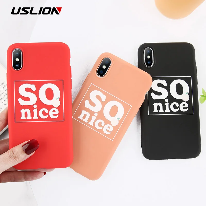 

USLION Simple Letter Silicone Case For iPhone XR XS Max Matte Phone Cases For iPhone X 7 6 6S 8 Plus Soft TPU Back Cover Fundas
