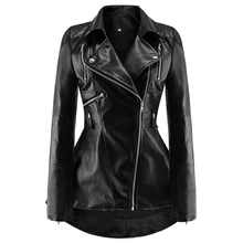 CHAMSGEND новые осенние женские кожаные пальто-Дастер пальто с оборкой на молнии короткая женская куртка панк верхняя одежда в категории «бомбер» 1003