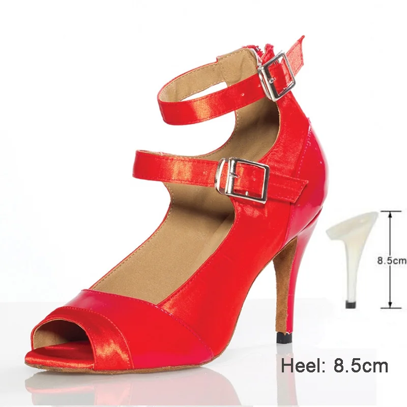 8.5cm heel Red HROYL Для женщин Латинская танцевальная обувь для девушек и женщин; Для женщин Крытый Танго Танцы обувь 10/8. 5/7. 5/6/4,5 см каблуке; Прямая поставка - Цвет: 8.5cm heel Red