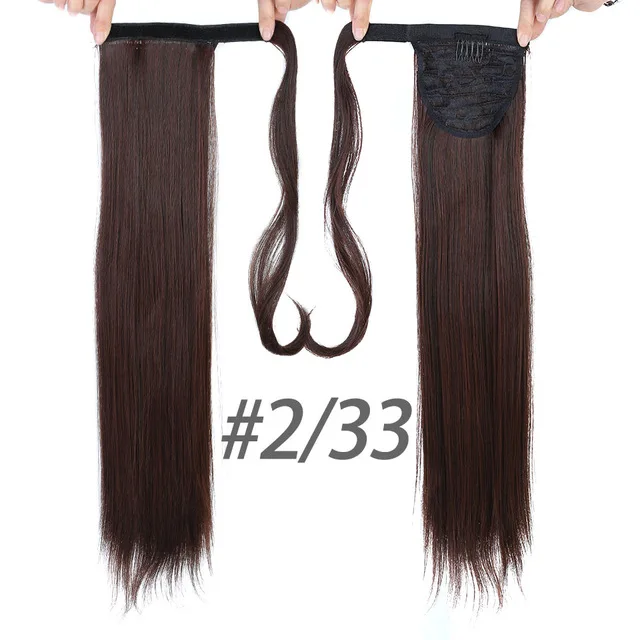 MSTN 24 Inches Long Synthetic Straight Ponytails for Women Natural Clip In Ponytail Hair Extension Hairpieces Blonde Fake Hair 0020-2133