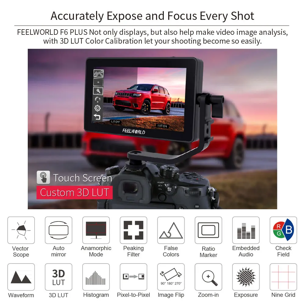 FEELWORLD F6 плюс 5 Inch на Камера монитор DSLR 3D LUT сенсорный Экран IPS FHD 1920x1080 видео для