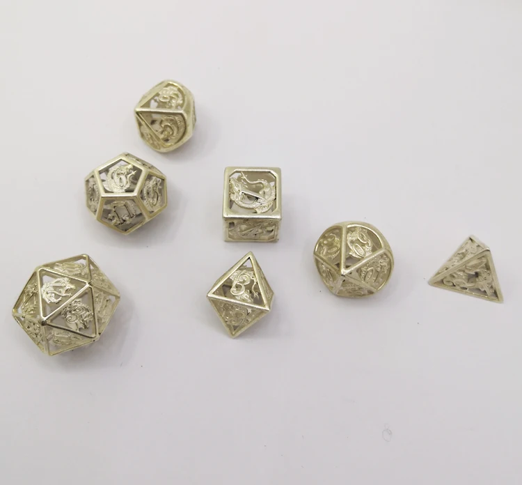 Дизайн RPG кости стерлингового серебра полые кости для игр