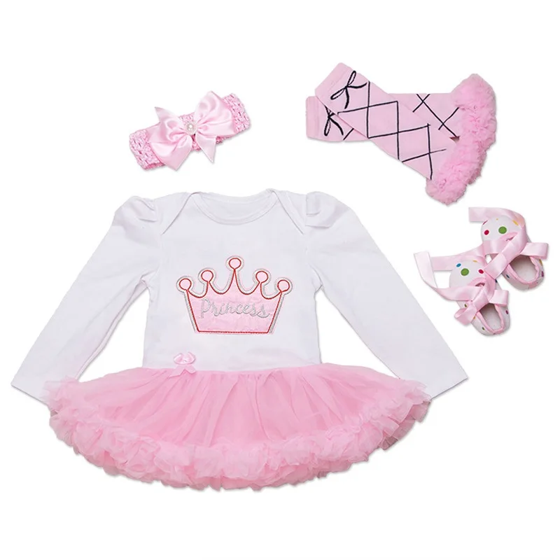 Newborn Cartoon Clothes Baby Girls Clothing Set My First Birthday Baby Clothes Set Ruffle Tutu Dress New Born Baby Clothing 6