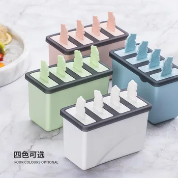 

Ice Cream Mold 4 Hole Plastic Ice Cream Mould Ice Cube Tray Popsicle Barrel Diy Mold Dessert Ice Cream Mold with Popsicle Stick