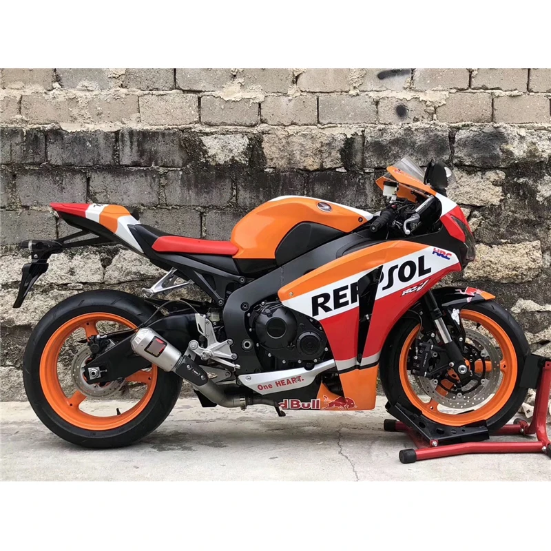 Для 2008- Honda CBR1000RR, выхлопная труба для мотоцикла, уличный велосипед, спасение со средним углеродным волокном, теплозащита, без дБ, убийца