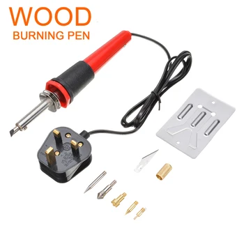 

1 set UK Plug Wood Burning Pen Tool Soldering Iron Craft Set Pyrography Tools Kit Pencil Burner With Brass Tips and Accessories