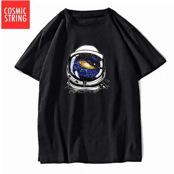 

COSMIC STRING short sleeve 100% cotton space man print men T shirt casual loose men tshirt cool o-neck t-shirt male tee shirt