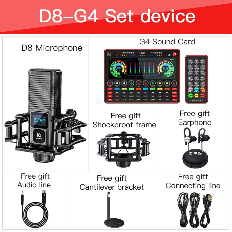 

G4 Professional LCD Display Sound Card for Singing Gaming recording High Speed For computer mobile phone and musical instrument