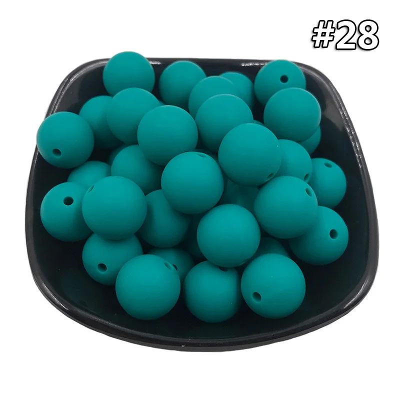 20Pcs Beads 28 20 шт. DIY силиконовые круглые бусины 9 мм Детские Прорезыватели для зубов пищевой класс Детские трофеи BPA бесплатно для детских зубов Уход за necklace ем делая игрушку - Цвет: 20Pcs Beads 28
