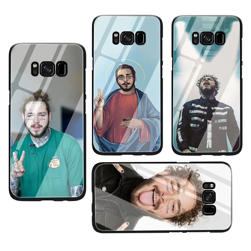 Post malone закаленное Стекло чехол для телефона чехол для samsung Galaxy S7 край S8 Note 8, 9, 10, плюс A10 20 30 40 50 60 70