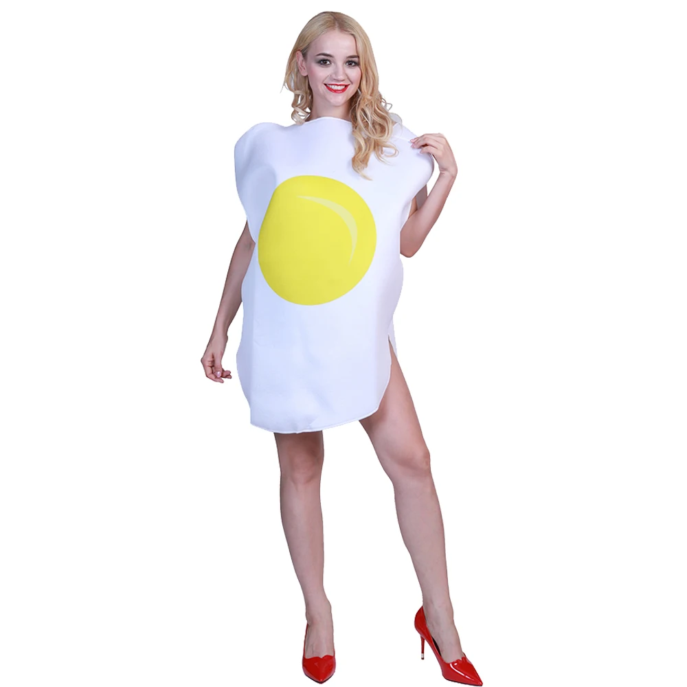 Eraspoooky смешной бекон и яйца пара Косплей ЕДА костюм для взрослых Хэллоуин Карнавал вечерние группа нарядное платье - Цвет: Egg