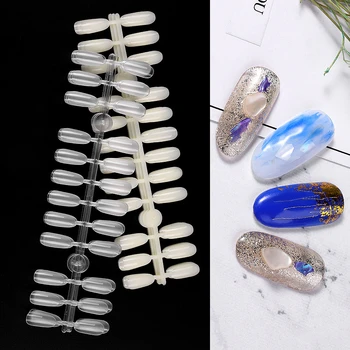 

120Pcs Seamless False Fake Press On Nails Tips Ultra-thin Elliptical Edition Practice Nail Piece Color Card Model Display Nail