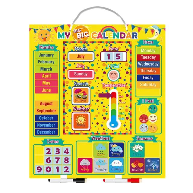 Kids English Magnetic Weather Calendar Innovative First Calendar Toys For Children Early Education #HY 2